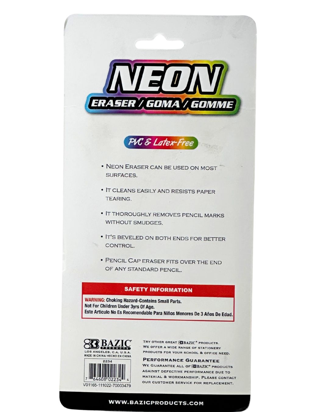 Bazic Neon Eraser Set, Multi-Pack - Image 2