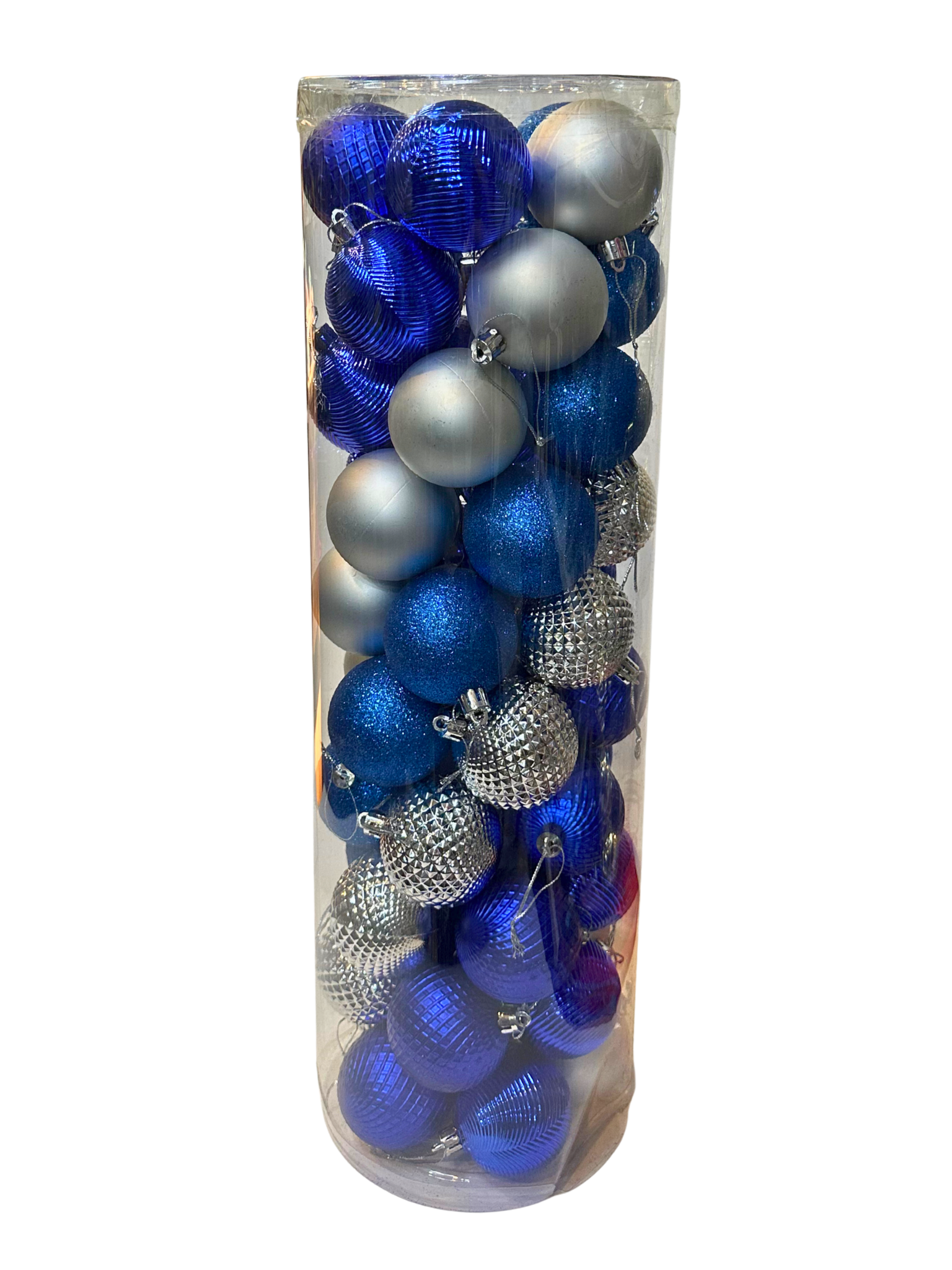 Christmas Spherical Ornaments 50ct Silver & Blue Box Set 